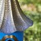 Outdoor Teal Blue Metal Birdhouse with Vintage Bronze Pagoda Roof Freestanding
